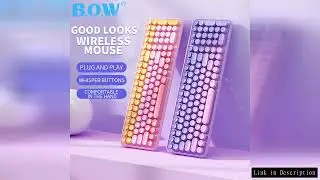 Ergonomic 2.4G Wireless Keyboard 106 Keys Retro Round Keycap Keyboard Multimedia Function Keyboard f