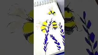 Easy bee with plants😍drawing #art #drawing #painting #tutorial #trending #youtubeshorts  #shorts