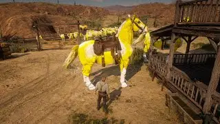 Banana Coated Horses at Armadillo | Arthur morgan tames Giant Horses