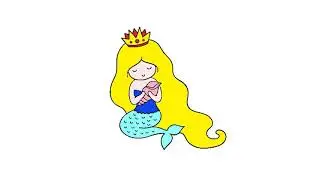 easy Way mermaid Queen princess Elsa drawing tutorial🧜&zwj;♀️