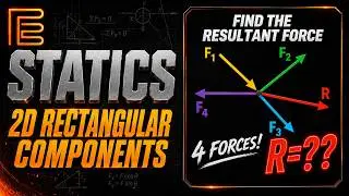 Statics - 2D Rectangular Components - 4 Forces Example