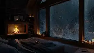 Peaceful Snowfall & Fire Sounds | Calm Winter Night Ambience for Deep Sleep