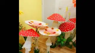 Tall Amanita muscaria cluster, mushrooms, Woodland birthday, Alice in wonderland, Fairytale