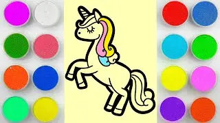 Sand Painting, Drawing, Coloring & a Children&rsquo;s Song About a Unicorn | Child Art with Nursery Rhymes