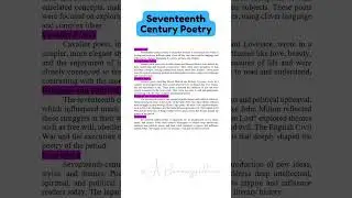 Seventeenth Century Poetry|Instant Essay for Exam Success| @ARsummaryguidance#shorts#trending #Viral