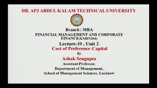 Financial Management & Corporate Finance | Cost of Preference Capital | AKTU Digital Education