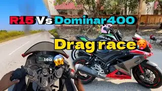 R15vs Dominar400🚀😡|| Drag race 🏆 😱￼￼ Dominar ko peche Chod diya #motovlog #automobile #dragrace #