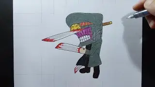 How to draw Katana Man chibi