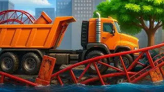 Construction Vehicles Story: Dump Truck Faces Bridge Collapse Trouble! 🚚🚧 | Vehicles Animation