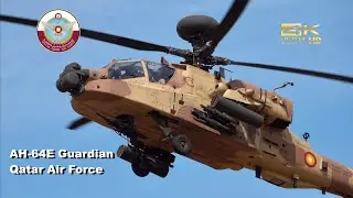 Boeing AH-64E Guardian from Qatar Amiri Air Force QA124 arrival at RAF Fairford RIAT 2025 Airshow