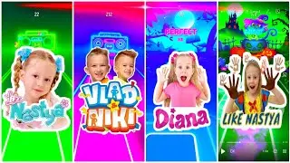 Like Nastya VS Vlad And niki VS Diana And Roma VS Nastya! Tiles hop edm rush game! 