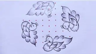 🌺🌺very easy peacock muggulu kolam🌺 creativity👍🌺just 9 dots🌺 simple different🌺 simple pulli rangoli🌺