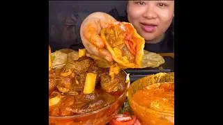 ASMR: EATING SPICY MUTTON CURRY🔥 PURI/LUCHI || #shorts #mukbangn#asmreating #mukbangasmr #asmr