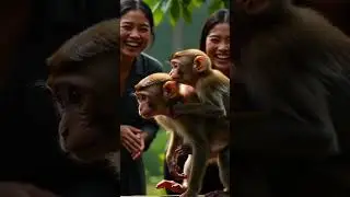 A Little Monkey Carries His Injured Father &mdash; The Crowd Regrets Laughing