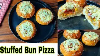 Cheesy Stuffed Bun Pizza in 5 min | Bun Pizza | Pizza Recipe @CookfoodParadise