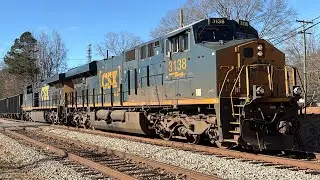 CSX 3138 leads a heavy C281 coal train with all CSX company hoppers!! 12-29-2025