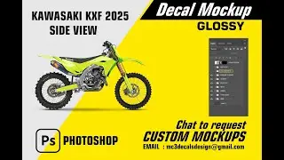 KAWASAKI KXF 450 2025 Motocross PSD Mockup 3 view ( rear-side-front )&ndash; 1-Click Smart Object