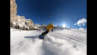 Ski Alta Badia -Colfosco - Val Stella Alpina - Pista Forcelles con snowboard e GoPro Max