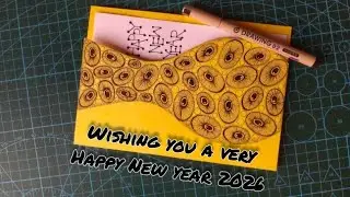 Happy New year card/Zentangle Art/Tangle Art/Doodling/Reyyanscreation 