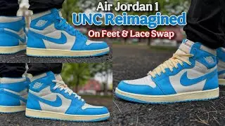 Jordan 1 UNC Reimagined - On Feet & Lace Swap