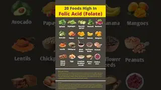 20 Foods High In Folic Acid #folicacid #folate #vitaminb9 #foods #healthyfoods #shorts #ytshorts