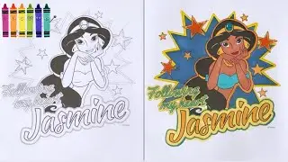 Kids Coloring book | Colouring Disney Princess Jasmine | Aladdin | Twinkle Twinkle Little Star ⭐️ |