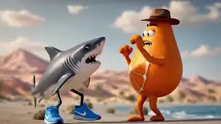 Brainrot shark and orange fighting until omega saves the world!