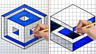 Easy Drawing Tricks on Graph Paper | Graph Paper 3D Drawings | Illusion Drawing on Graph
