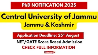 Central University of Jammu PhD Admission 2025-26/ Samba/ Jammu and Kashmir/ PhD Notification/ #phd 