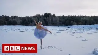 Russian ballerina dances Swan Lake on ice in protest - BBC News