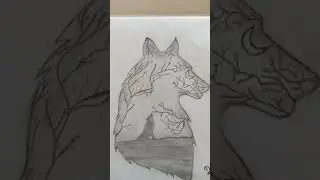 I draw 🤗 scenery of moonlight &hearts;️ wolf for beginners 🥰🥰🥰
