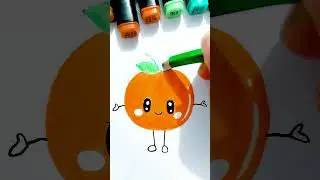 HOW TO DRAW ORANGE | CUTE DOODLE ART ORANGE | KAWAII #doodleart #orange  #budgiebaby #shortsfeed