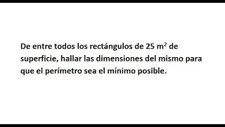 Aplicación de derivadas, ejercicio de optimización. Que el perímetro sea el mínimo posible....