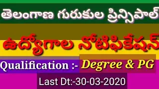 Gurukula Principal jobs  notification 2020 || Ts gurukula notification...