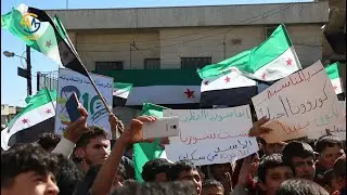 مظاهرة في قرية ابلين في حبل الزاوية في الذكرة العاشرة للثورة السورية
