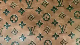 Fashion Vantage Embossed Leather Fabric For Handmade Handicrafts， LV Design Leather By Yard (Brown)