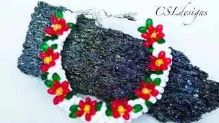 Poinsettia beaded kumihimo bracelet ⎮ Christmas