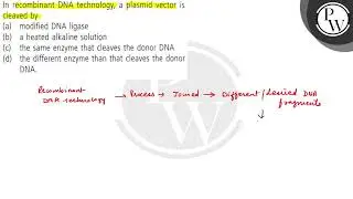 In recombinant DNA technology, a plasmid vector is cleaved by (a) modified DNA ligase (b) a heat...