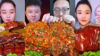 ASMR SPICY🔥🥵BIG STEAK🥩 PANLONG PORK, BIG ELBOW, LARGE LAMB CHOPS, PORK BELLYS MIXED FOOD #asmr #4k