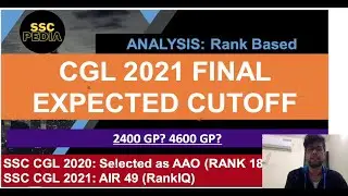 SSC CGL 2021 Final Expected Cutoff/Safe Score. RANKIQ rank based analysis for Safe Score.