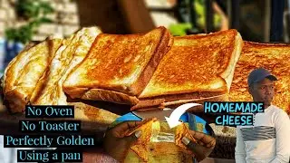 How toast bread using a pan || Toasted bread with Homemade Cheese and sausage filling, and eggs