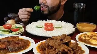 SPICY CHICKEN FEET & LEIBER CURRY|EGGS, FISH CURRY WITH SWEET, SALAD AND RICE |ASMRFOOD CHALLENGE...