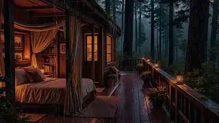 Gentle Rain Falling Softly on a Cozy Cabin in the Woods 🌲 | Peaceful Rain Sounds for Deep Sleep