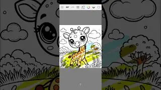 Giraffe drawing and colour #autodesksketchbook #drawing #giraffe #artreveal #reveal #coloring #cute