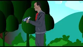 FLASH Adobe Animate project, Along came a blue Jay Walk cycle sound and camera tricks
