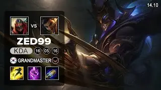 Zed vs Akshan Mid - KR Grandmaster - Patch 14.10 Season 14