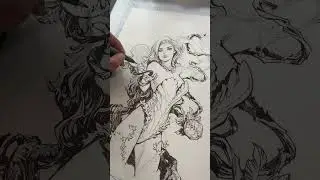 Inking Poison Ivy, DC Comics Character. #comicbookart #poisonivy