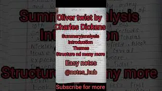 Oliver Twist||oliver twist summary||oliver twist by Charles Dickens #notes_hub#englishliterature