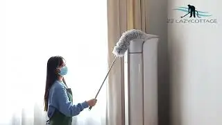 RMAI Microfiber Duster with Extension Pole(Stainless Steel),100&rsquo;&rsquo; Extra Long Extendable Cobweb Duste