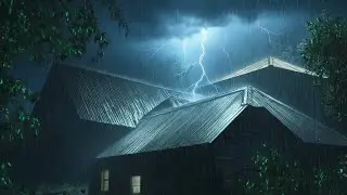 Night Storm Rain at Bustling Restaurant - Heavy Rain & Strong Winds with Thunder Sounds for Sleeping